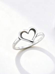 1pc Minimalist Unique Smooth Love Ring, Elegant Jewelry Gift For Women