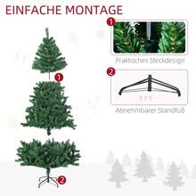 HOMCOM Christmas Tree 1.8 M Christmas Tree Artificial Fir 1000 Branches Metal Base PVC Green Ø120 X 180H Cm - Green - View 5