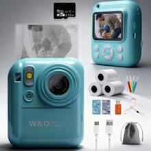 W&O Instant Print Camera With 3 Rolls Print Paper, 1080P HD,2.4 Inch Screen, Selfie Video, USB Cable/Color Pen/Bag/ Included, Christmas Gifts - Instant Print Camera Blue - View 7