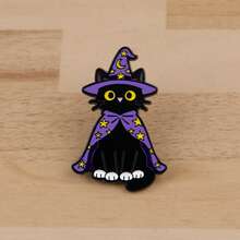 魔法猫珐琅胸针 - 可爱的徽章，可别在背包或衣服上，是送给母亲、父亲、毕业生和老师的理想礼物。 - 黑色 - 查看 4