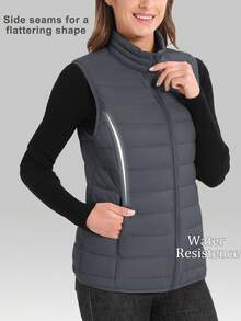 Cavva Women's Lightweight Vests Jacket Water Resistence Soft Sleeveless Warm Jacket Hiking Camping Running Outdoor - 深灰色 - 查看 3