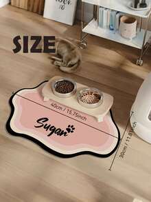 Customizable Quick-Drying Pet Feeding Mat, Personalized Pet Feeding Mat - Quick-Drying Waterproof Non-Slip Cat Bowl Mat, Can Print Pet Name - Splash-Proof, Absorbent, Easy To Clean Design, Paw Print Pattern, Suitable For Cats And Dogs, Machine Washable, Perfect Gift For Pet Owners. Pet Feeding Mat, Pet Food Mat, Funny Design