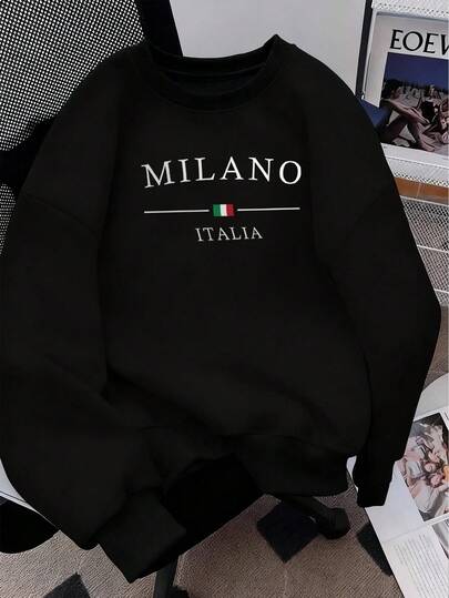 Men's Casual Fashion MILANO Printed Crew Neck Sweatshirt, Spring/Autumn