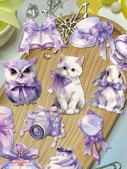 50张紫色梦幻贴纸，可用于装饰计划本、日记本、水瓶、冰箱、背包、行李箱、头盔、滑板、相机、笔记本、笔记本电脑，也是圣诞礼物的理想之选。