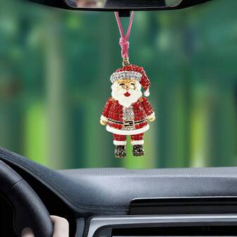 1 pieza Decoración interior de coche navideña linda, adorno colgante de Papá Noel para el espejo retrovisor del coche, accesorios navideños adorables de Santa Claus, el mejor regalo de Navidad para tus amigos