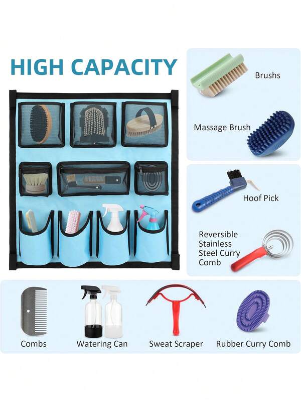 Universal Equestrian Hanging Storage Bag, Tack And Equipment Organizer Bag With Multiple Pockets