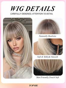TOPSHE Blonde Ombre Synthetic Wig For Women Natural Looking Daily Party Wear Full Wig Daily Party Use Halloween Christmas Presents