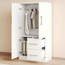 Wardrobe 70 X 40 X 135 Cm, Double Door Design With Drawers And Storage Compartments, Children's Wardrobe, Single Wardrobe, Wood Color