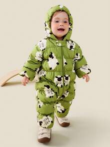 mini bala Baby Down Romper, Triple-Proof Winter Snowsuit, Soft & Warm 2025 New - Green Tone - View 1