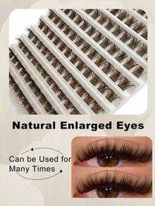 120pcs Fluffy Eyelash Extension Set, Brown Eyelashes, Artificial Mink Eyelashes, Lightweight Eyelashes, DIY Eyelash Convenience Set, Creating A DIY Eyelash Revolution, Suitable For Beginners To Use Eyelashes Daily Wear, Halloween, Christmas, Dates & Party - C - View 3