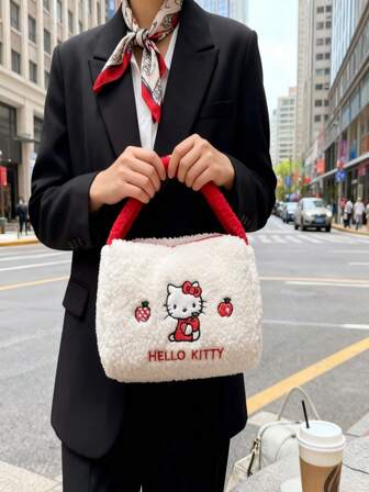  1. Sanrio Hello Kitty 大容量羊羔绒化妆包，多功能洗漱化妆品收纳包，方便携带，立体超柔软泡沫便携式化妆包 Trucchi（化妆包上的装饰吊坠不包含在内）
