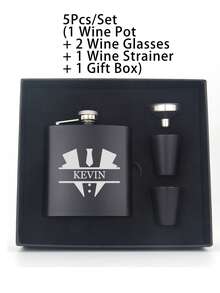 Spersonalizowany zestaw przenośnych piersiówek, piersiówka 6 uncji, piersiówka ze stali nierdzewnej z grawerunkiem, pudełko prezentowe dla pana młodego, spersonalizowana piersiówka z imieniem dla mężczyzn, spersonalizowana piersiówka na alkohol z literą, spersonalizowana piersiówka ze stali nierdzewnej z grawerunkiem - Wielokolorowe - Zobacz 10