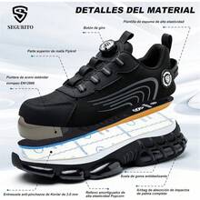 SEGURITO Tenis de  Industrial para Hombre, Antipinchazos Zapatos de Trabajo con Punta de Acero Mujer, Transpirables y Livianos Zapatos de - 24,0 centímetros - Ver 6