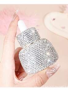 1pc 30ml Diamond-Set Eyedropper Bottle, Pink And White Rhinestone Glass Eyedropper Bottle For Skincare, Cosmetics Salon Perfume Sample Refill, Oil Bottle, Refillable Travel Container F