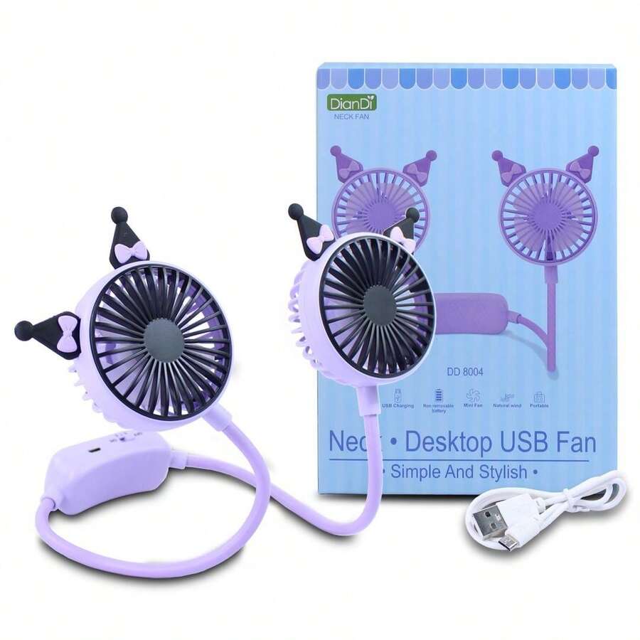 Ventilador de Cuello Diseño Orejitas Bonito y Cute - Flexible, Silencioso y Recargable PLAYBOX TM21 - Negro - Ver 1
