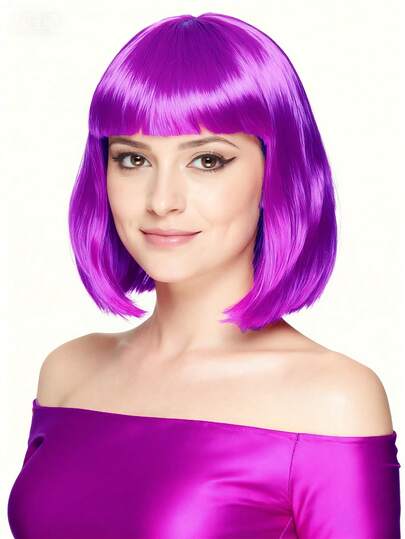 Vintage Style Party Purple&Red Wigs Flapper Bob With Finger Waves, Classic Costume Look For Gatsby Parties, Retro Events, And Photo Shoots, Highly Photogenic Christmas