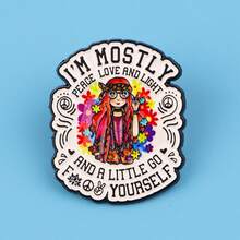 Hippie Peace Sign Brooch, Unique Enamel Lapel Pin - Personalized Badge For Backpacks And Clothes - Multicolor - View 3