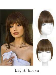 Extensiones de cabello con flequillo natural para mujer, flequillo recto negro y marrón, postizo de flequillo para peluca