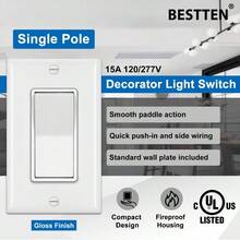 30 Pack Single Pole Decorator Light Switch Rocker Paddle Wall Switch For Home And Office Lighting Control On/Off Interrupter With Wall Plate Suitable For 15A 120/277V Circuits UL Listed Safety Certification White Finish For Seamless Interior Decoration - SinglePole - View 3