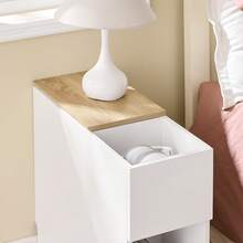 SoBuy Bedside Table With 3 Compartments For Box Spring Bed, Sofa Table, Side Table, Narrow Telephone Table, Bedside Cabinet, White W X H X D Approx. 20 X 60 X 65 Cm FBT162-WN - 白色 - 查看 11