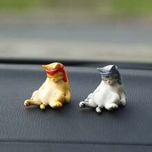 16 piezas Figuras decorativas 3D con forma de gato de dibujos animados, adornos creativos para el interior del automóvil, accesorios para el tablero, regalos de pareja, con pegatinas adhesivas