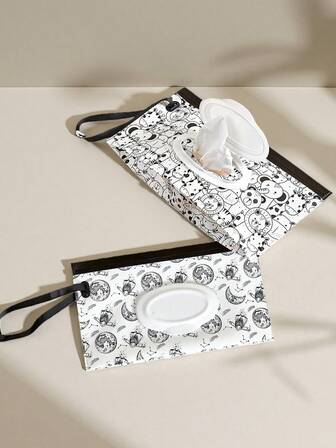 1 pieza/2 piezas Bolsa portátil para toallitas húmedas, Estuche para transportar toallitas húmedas para bebé, Dispensador de toallitas húmedas con tapa abatible y resellable, Caja de almacenamiento práctica para pañuelos