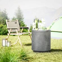 HOMCOM Cool Bar Side Table With Removable Top, 10L Beverage Cooler, Bistro Table, Small Patio Table For Parties, Camping, Light Grey (On The Site)