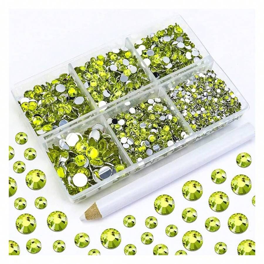 4500PCS Resin Flatback Rhinestone, 2mm 3mm 4mm 5mm 6mm Lemon Yellow Flatback Rhinestones For Tumblers, Nails Art, Mugs, Bottles, Craft Dration, Loose Bling Glitter Gem Stone - 多色140 - 查看 1