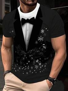 3D印花男士T恤 - 休闲圆领弹力面料，可机洗 - 圣诞节、新年和万圣节的完美之选 - 男款 - 送给男友或朋友的理想礼物 - 彩色 - 查看 2