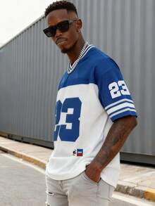 Men's Varsity Jacket With Letter & Number Print, Sports Style, Button-Up Letterman Jacket, Athletic Apparel