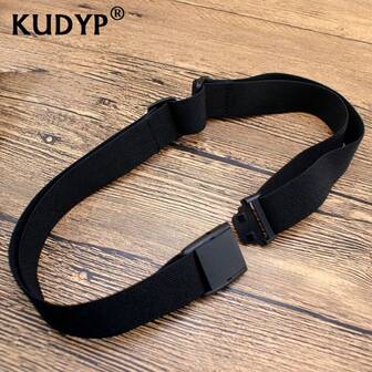 KUDYP Adjustable Casual Canvas Belt, Elastic Waistband, Plastic Buckle, No Metal, 3.5cm Wide, Suitable For Plus Size, Versatile For Men & Women, Autumn/Winter/Spring/Summer, 160cm Adjustable Length, Single Layer