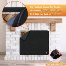 Magnet Fireplace Cover Fireproof Draft Blocker Heat Loss Prevention Blanket Cold Air Blocker Black 36" W X 36" H