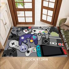 Alfombra de área con diseño de control de juegos creativo moderno, lavable a máquina, con respaldo antideslizante, de fibra de poliéster, hecha a máquina, alfombra de baño para sala de estar, dormitorio, decoración de oficina en casa - 1 pieza - Multicolor - Ver 30