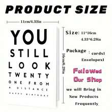 "You Still Look Twenty One From A Distance" Adult Card - Eye Chart Inspired Birthday Greeting (Includes Envelope) - Multicolor - View 4