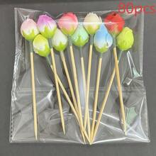 Stuzzicadenti decorativi con fiori di rosa, frutta e fiori artificiali, bastoncini per dessert per feste di compleanno, matrimoni, pomeriggio in casa, accessori da tavola artistici