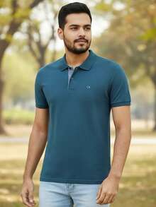 Ogochi Men's Basic Plain Polo Shirt With Logo, No Pocket, Original - Legion Blue - View 5