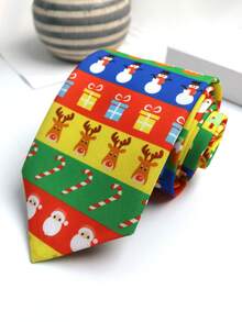 1pc Unisex Christmas Necktie, Suitable For Casual, Street, Daily, Party, Gift - Multicolor - View 3