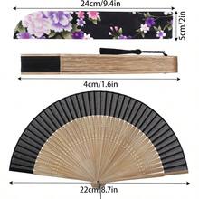 1PC Folding Hand Fan Handheld Foldable Fan Style Fan Dance Music Festival Wedding Party Decoration Performance - Black - View 2