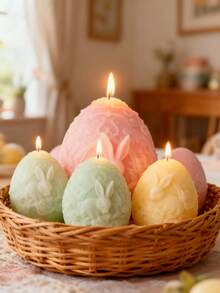 New Cute Rabbit & Egg Silicone Mold | Heat Resistant & High Elasticity One-Piece Molding | Multi-Purpose Candle, Plaster, Handicraft DIY Mold Suitable For Stress Relief Toys, Party Gifts, Photography Decor, Holiday Home Decor | Easy Demold & Clean, Reusable - White - View 5