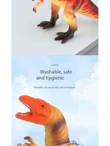 1件逼真恐龙玩具，霸王龙和三角龙塑料侏罗纪史前小型恐龙动物模型 - 彩色 - 查看 8