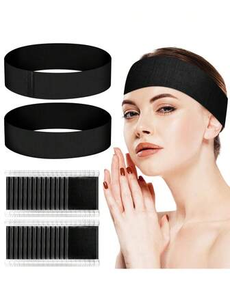 50pcs Disposable Spa Facial Headbands, Elastic Soft Skin Care Hairbands With Adjustable Magic Tape, Non-Woven Beauty Salon Headbands For Women, Suitable For Salons, Travel, Makeup, SPA Headscarves