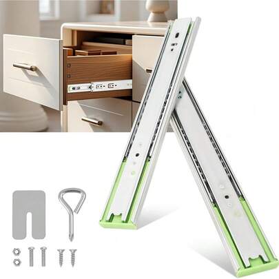 Dragonpad 5/10 Pair Drawer Runners, 12/14/16inch Full Extension Ball Bearing Cabinet Draw Slides, Heavy Duty Draw Sliders, 45Kg Load Capacity, Replacement Rails For Dresser Kitchen