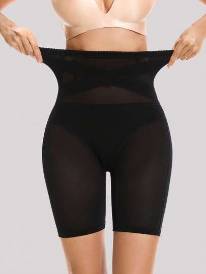 1 pieza Shapewear de control de abdomen para mujer, cinturilla alta, ropa interior moldeadora, short moldeador de figura