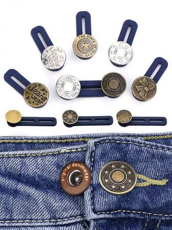 可调节金属牛仔裤扣延长器，复古风腰带加宽器，男女通用，耐用合金纽扣延长器，适用于牛仔裤、休闲裤和裙子 | 舒适灵活的腰部调节器，易于使用和拆卸 | 适合休闲、办公、海滩、派对或婚礼等各种场合——送给时尚爱好者和追求日常舒适人士的实用贴心礼物