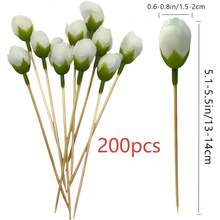 Stuzzicadenti decorativi con fiori di rosa, frutta e fiori artificiali, bastoncini per dessert per feste di compleanno, matrimoni, pomeriggio in casa, accessori da tavola artistici