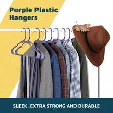 Plastic Clothes Hangers – Heavy Duty Hanger Set, For Organizing Clothes, Dresses, And Coats, Holds Up To 5 Lbs, Space-Saving Hangers With Non-Slip Shoulder Grooves, Pack Of 200, Purple - MàuI - Xem 2