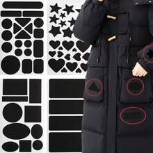 2/5pcs Multi-Shape Black Fabric Patch Stickers For Down Jackets, A Must - Have For Fashionable Repair | Great For DIY Fans & People Who Need Clothing Maintenance, Applicable To Home & Outdoor Wear Repair Scenarios - Multicolor - View 3