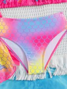 Bộ đồ bơi 3 mảnh kiểu nông trại dễ thương mới năm 2025 dành cho bé gái. - Nhiều màu - Xem 4