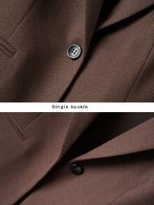 女士秋冬新款羊毛混纺西装外套，优雅休闲百搭修身保暖羊毛套装 - 棕色 - 查看 8