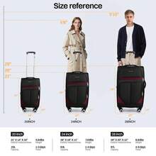 Softside Luggage Set,Expandable Luggage For Extra Capacity,Large Capacity Family Suitcase,Lightweight Waterpoof Resistant Polyester,20inch+28inch,20inch+24inch+28inch - BLACK/BURGUNDY - 查看 2